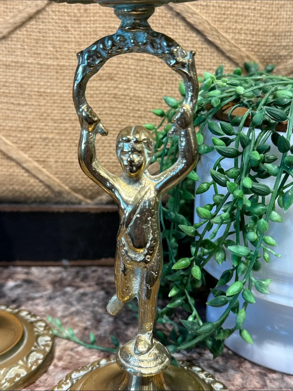 Brass Cherub Candle Holders - Set of 2